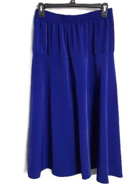 Maggie Sweet Skirt Size MED Gothic Column Elastic Waist Pleated Blue Easy Care